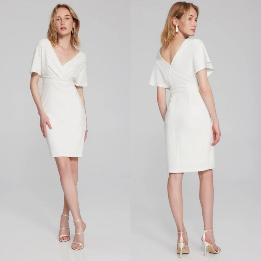 JOSEPH RIBKOFF Pearl Bodice Wrap Front
Dress